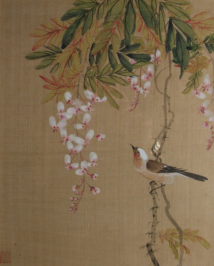 Birds on Blossom Japanese Painting on silk